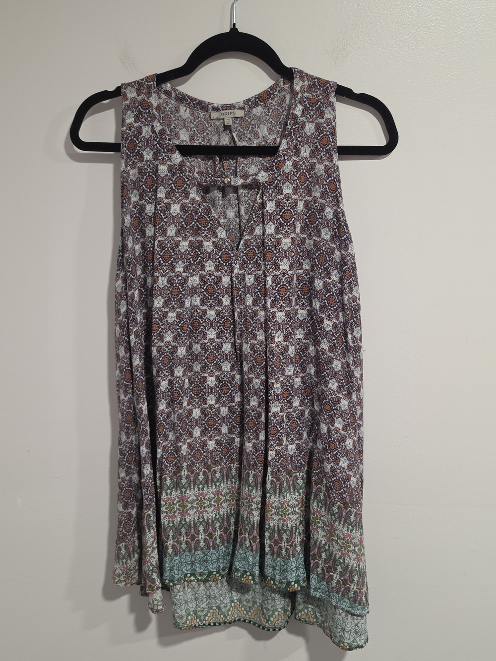 JODIFL Boho Geometric Printed Sleeveless Flowy Mini Dress Women's Size Medium